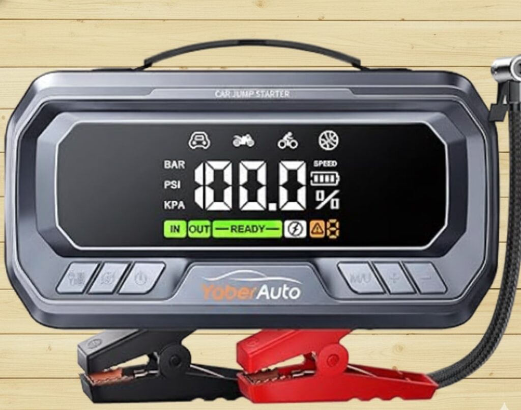 YaberAuto 10-in-1 Jump Starter with Air Compressor