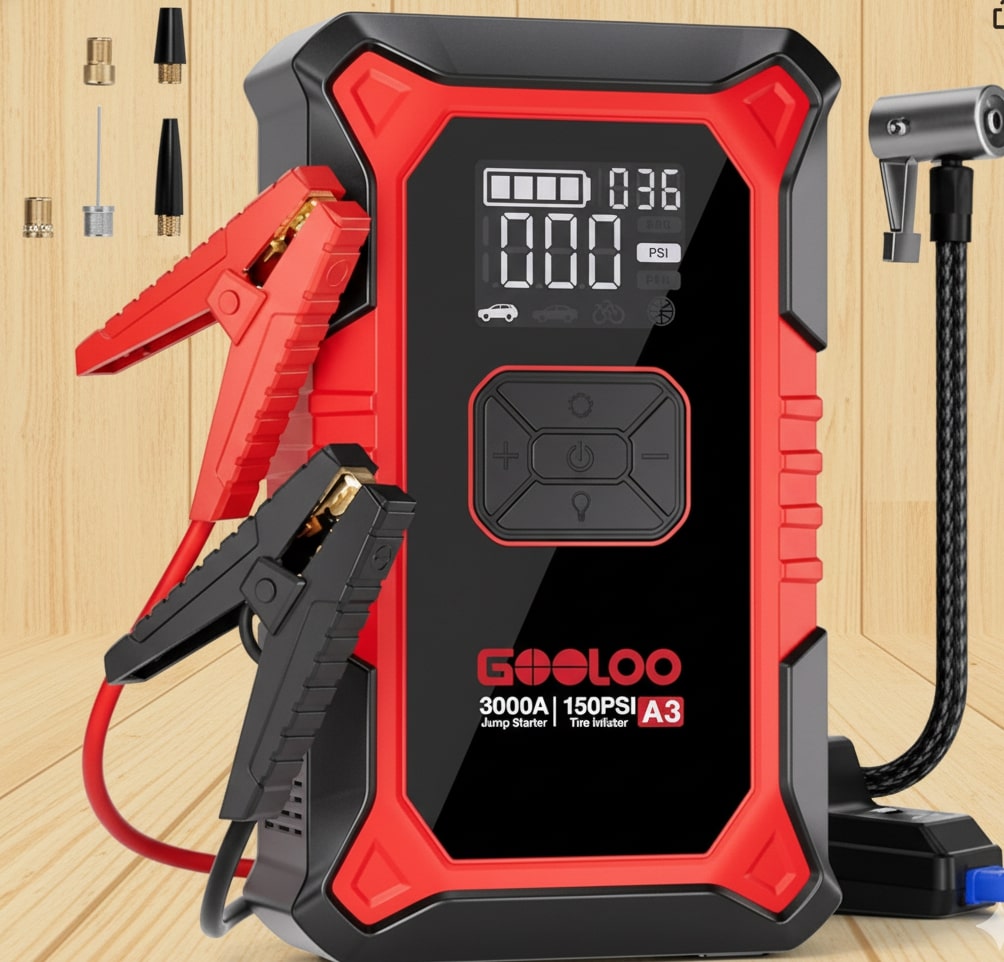 GOOLOO A3 Jump Starter with Air Compressor