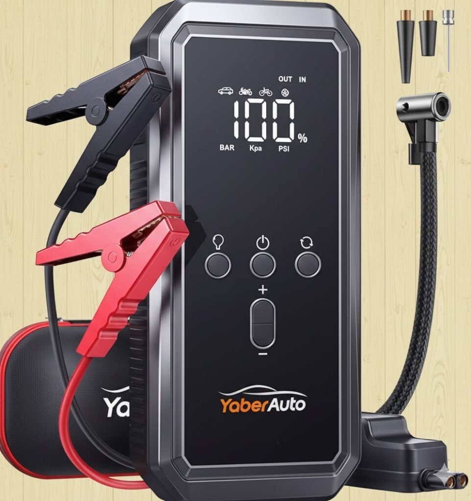 YaberAuto 9-in-1 Jump Starter with Air Compressor