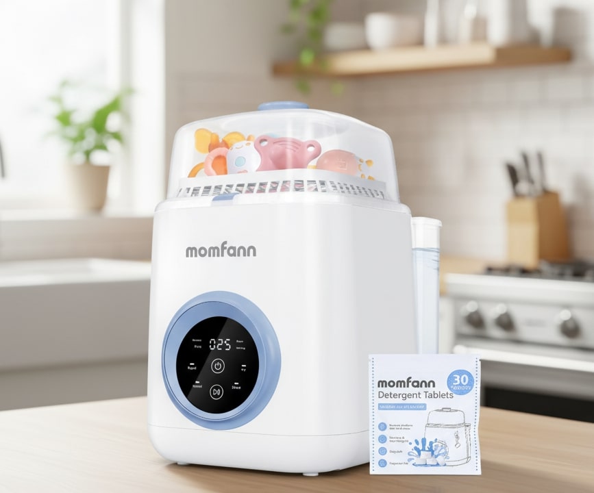 MOMFANN Baby Bottle Washer – 19-Min Rapid Wash, Sterilizer & Dryer