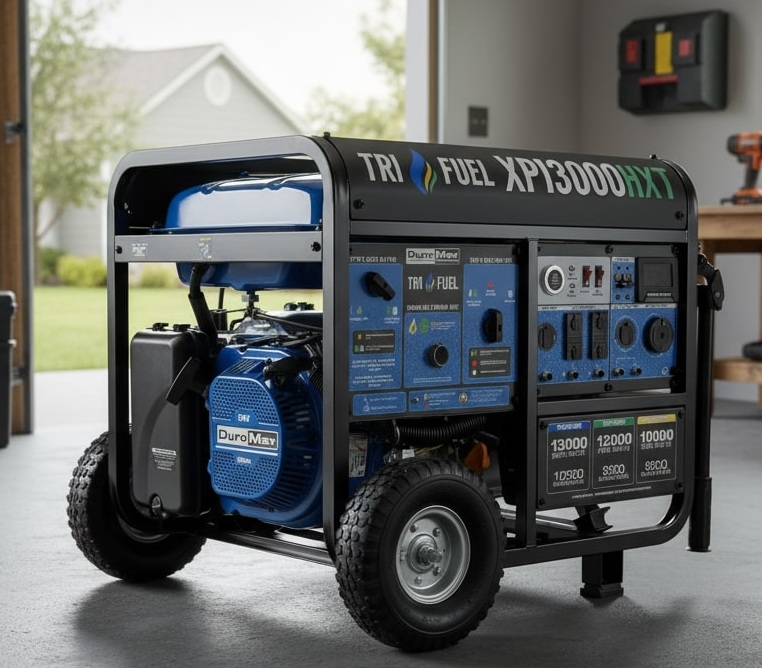 DuroMax XP13000HXT 13,000-Watt Tri-Fuel Portable Generator with CO Alert