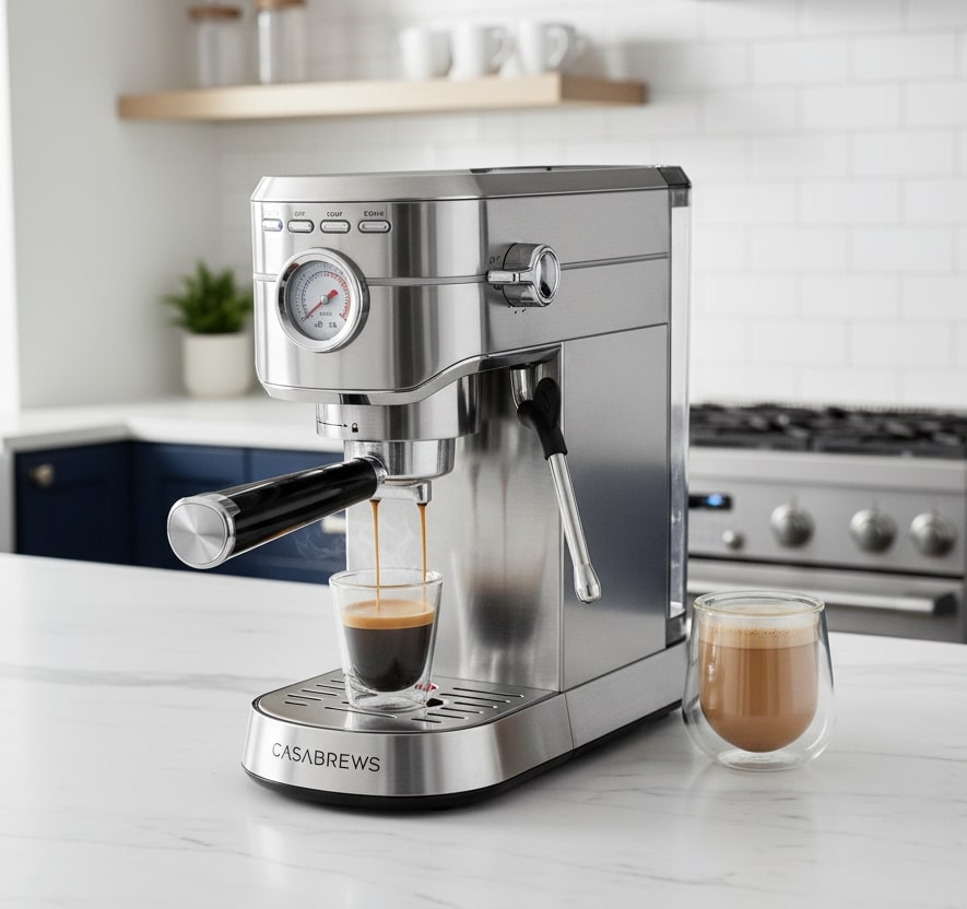 CASABREWS CM5418 Espresso Machine with Steam Milk Frother, Stainless Steel (A-Silver)