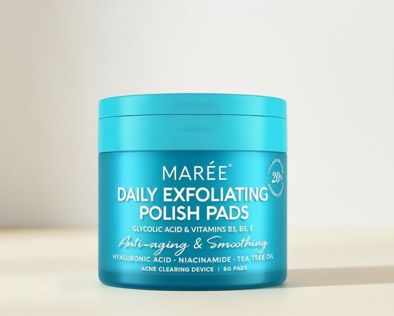 MAREE Glycolic Acid Pads — Exfoliating Toner Pads with Tea Tree Oil & Vitamins (50 Count)