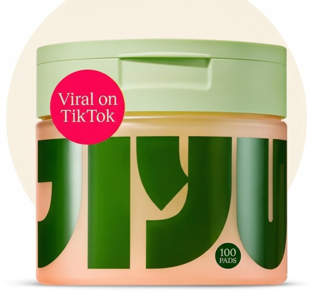JiYu Toning Polish Pads — Korean Hydrating Treatment with Snail Mucin, Peptides & Niacinamide (100 Count)