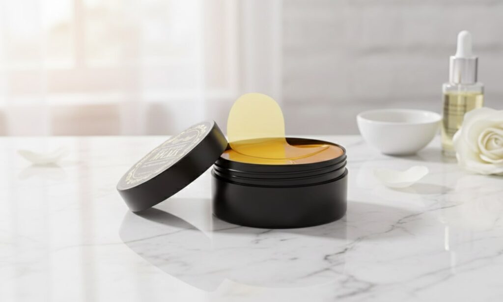 Product image showing the container of 24K Gold Under Eye Patches for skincare