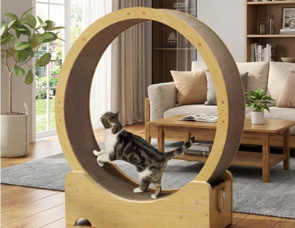 Coziwow large cat treadmill wheel designed for indoor fitness, entertainment, and scratching