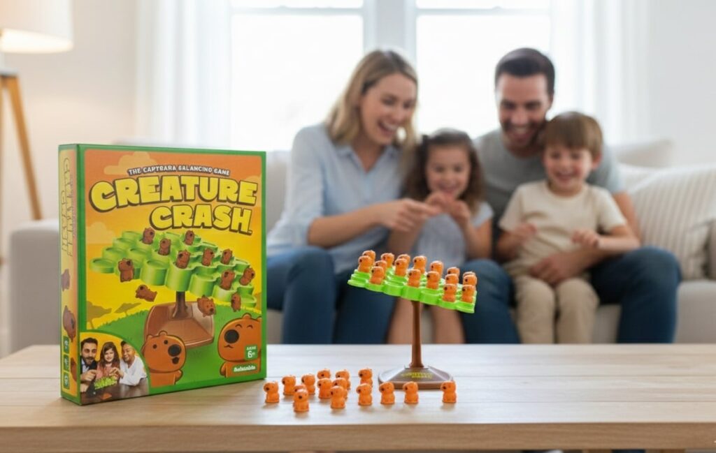 he blue and yellow box for the Creature Crash by Relatable game.