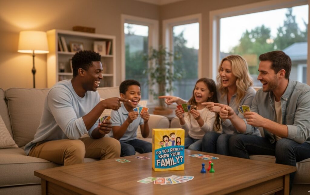 The fun, family-themed box for the Do You Really Know Your Family card game