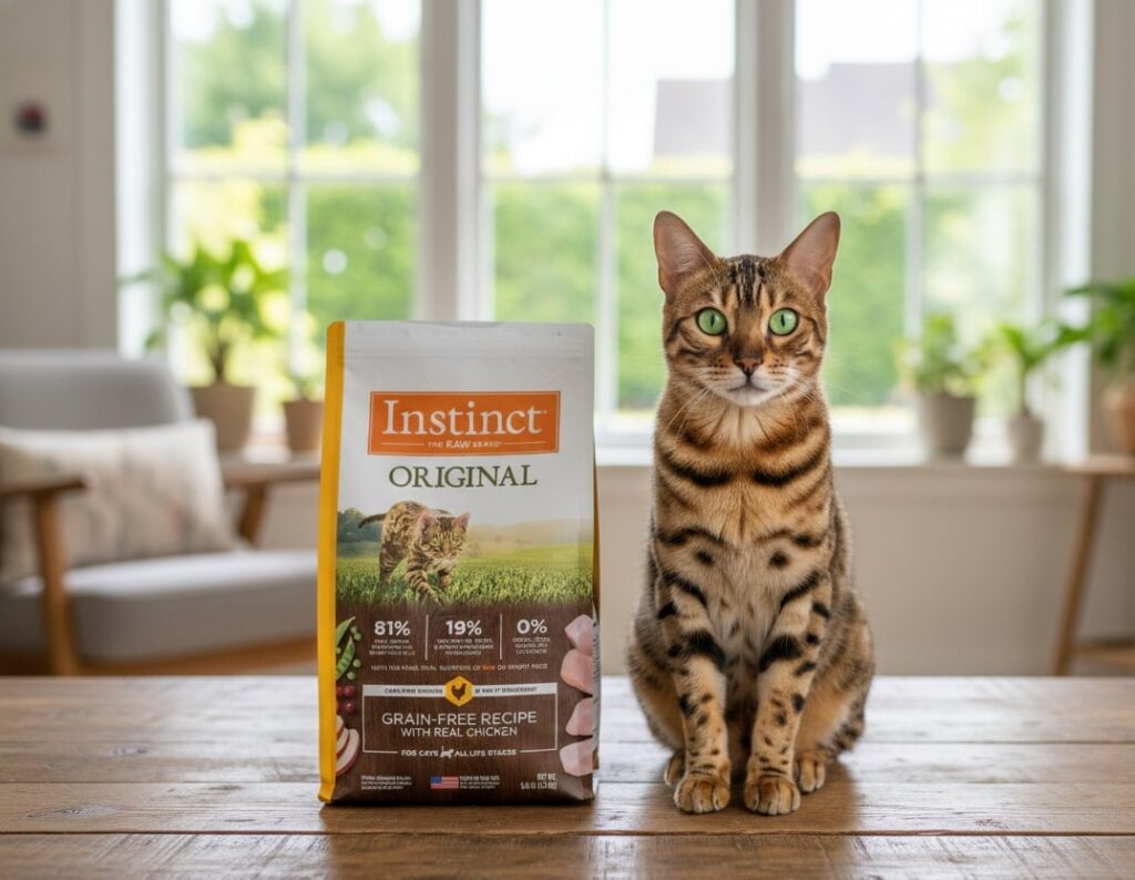 Instinct Original Real Chicken is a natural, wholesome Grain-Free Cat Food with raw-coated kibble.
