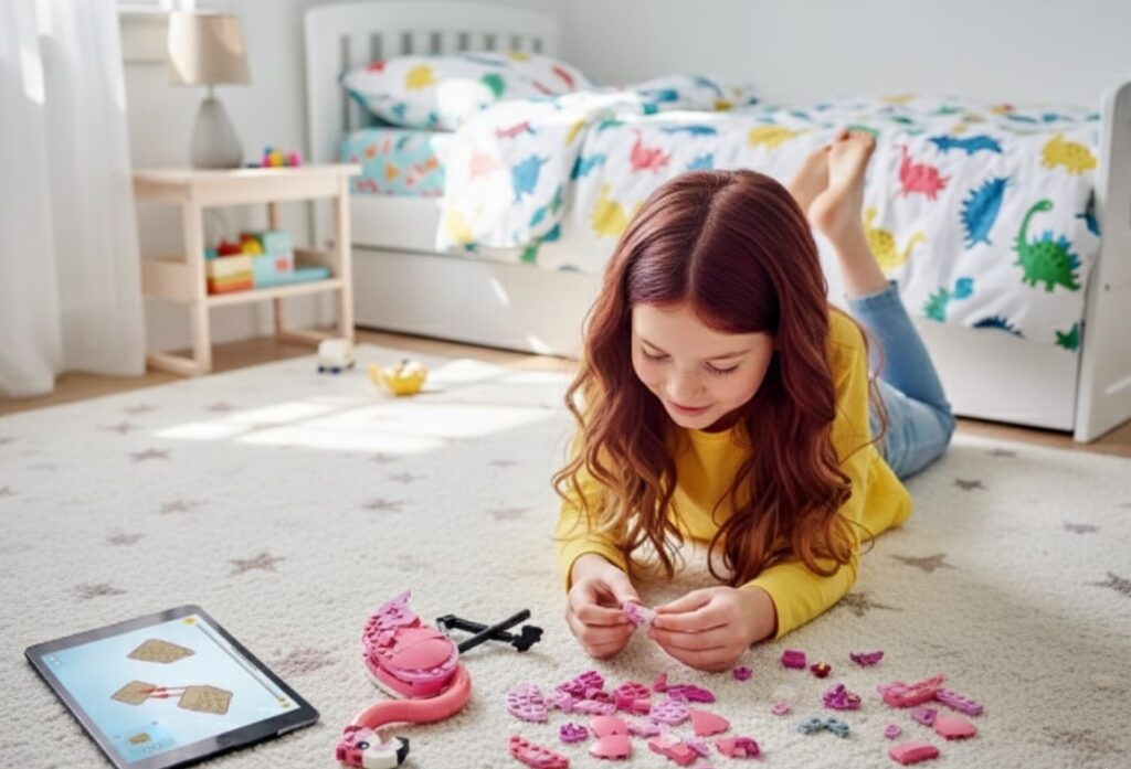 LEGO Creator 3 in 1 Wild Animals review, a girl is playing