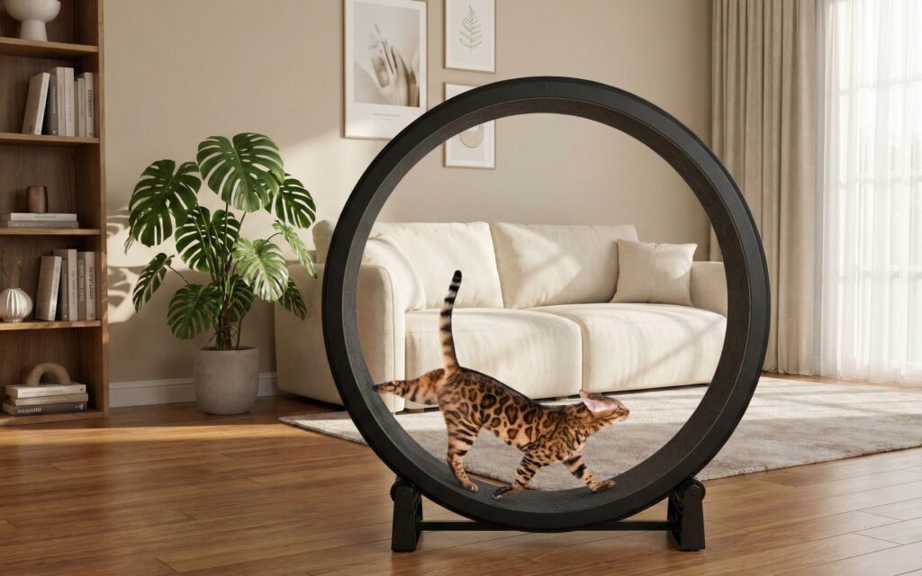One Fast Cat Gen 7 lightweight exercise wheel with traction pads for energetic felines