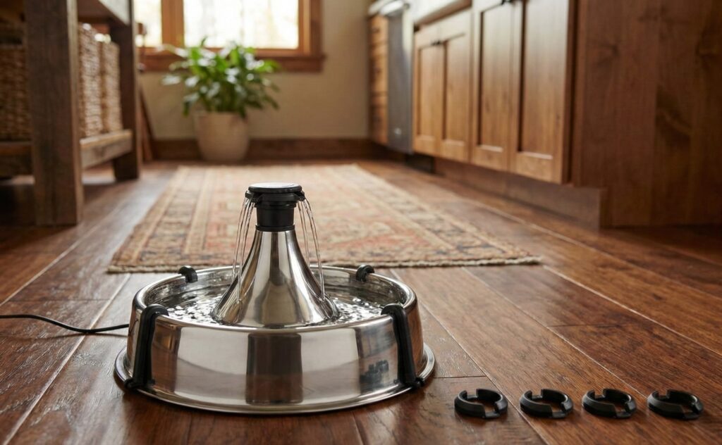 PetSafe Drinkwell 360 Stainless Steel Multi-Pet Fountain with adjustable free-falling streams