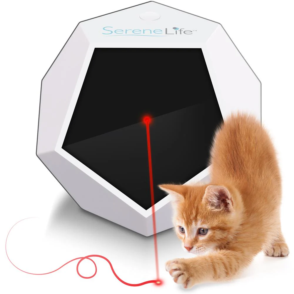 SereneLife Automatic Laser Cat Toy - Adjustable circling laser beam toy for indoor cats with multiple speed settings.
